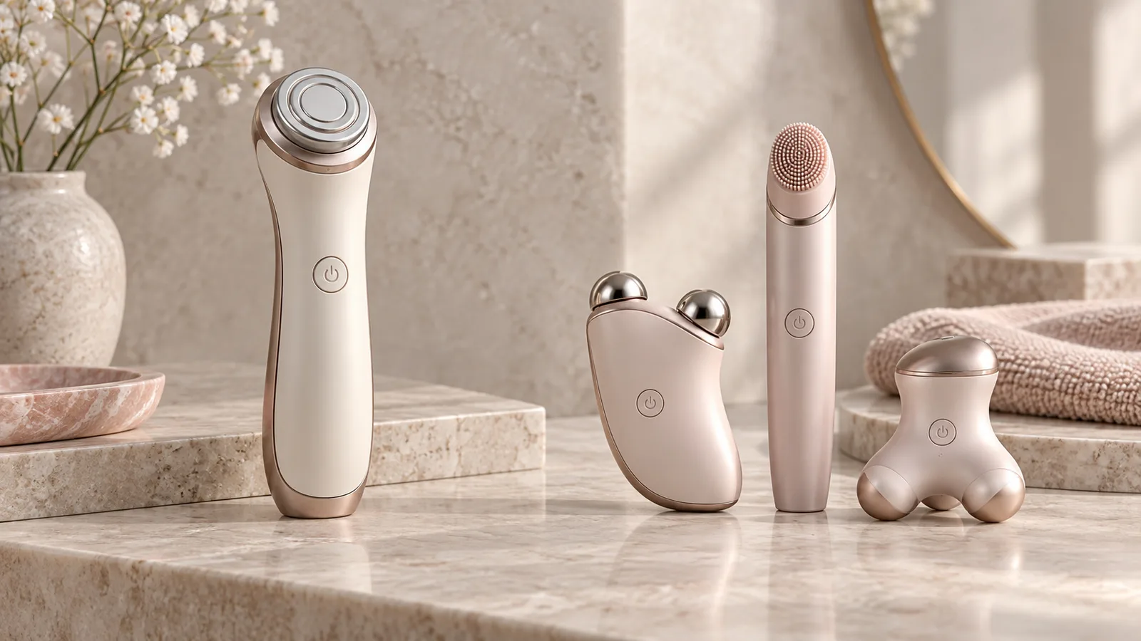 En multifunktionsenhet jämförd med tre separata beauty tech-enheter