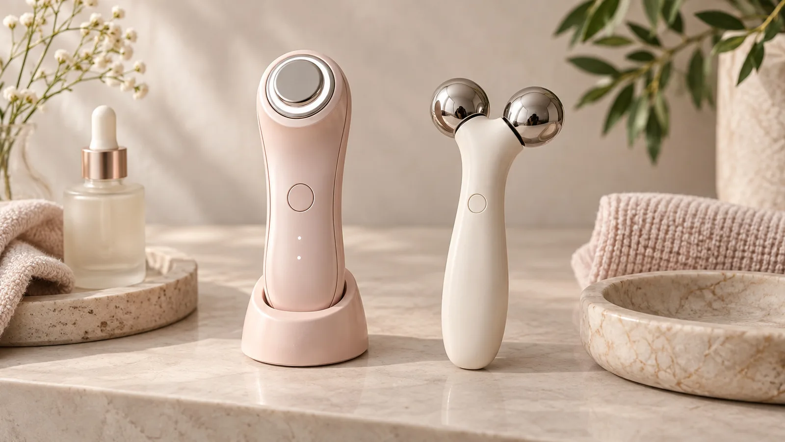 Två generiska beauty tech-enheter sida vid sida